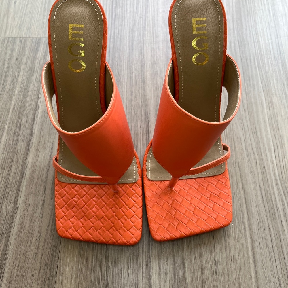 EGO Bold Fuji Orange Woven Heels